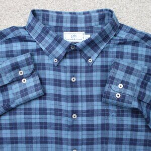 Southern Tide Shirt Mens 2XL XXL Blue Intercoastal Nylon Stretch Long Sleeve